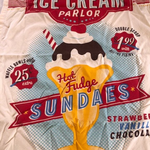 Crate & Barrel  Ice Cream Sundae Dish Towel - Picture 2 of 3